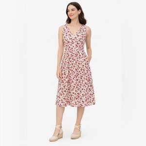 Ann Taylor Red V-Neck Sleeveless Midi Sundress